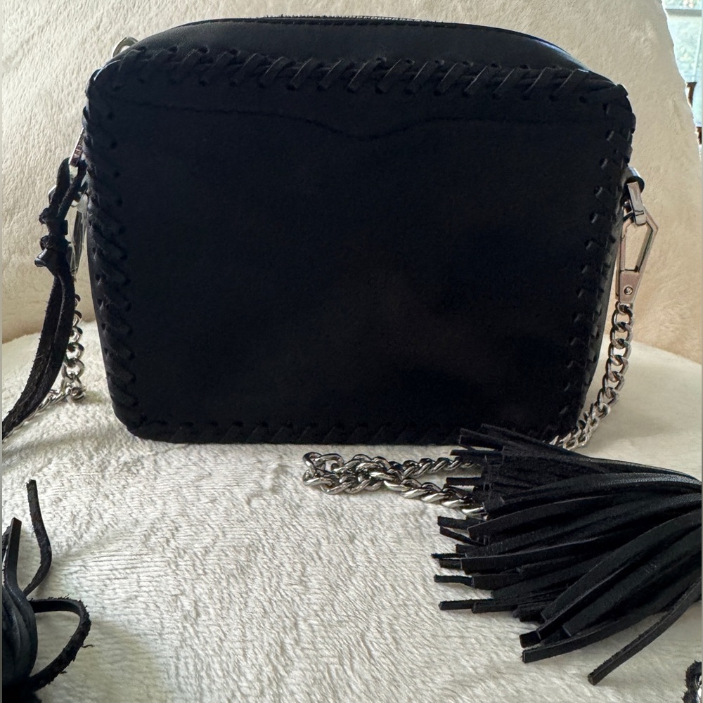 Rebecca Minkoff Biker Crossbody Bag Black Leather Braided Chain Strap Purse - Picture 16 of 16